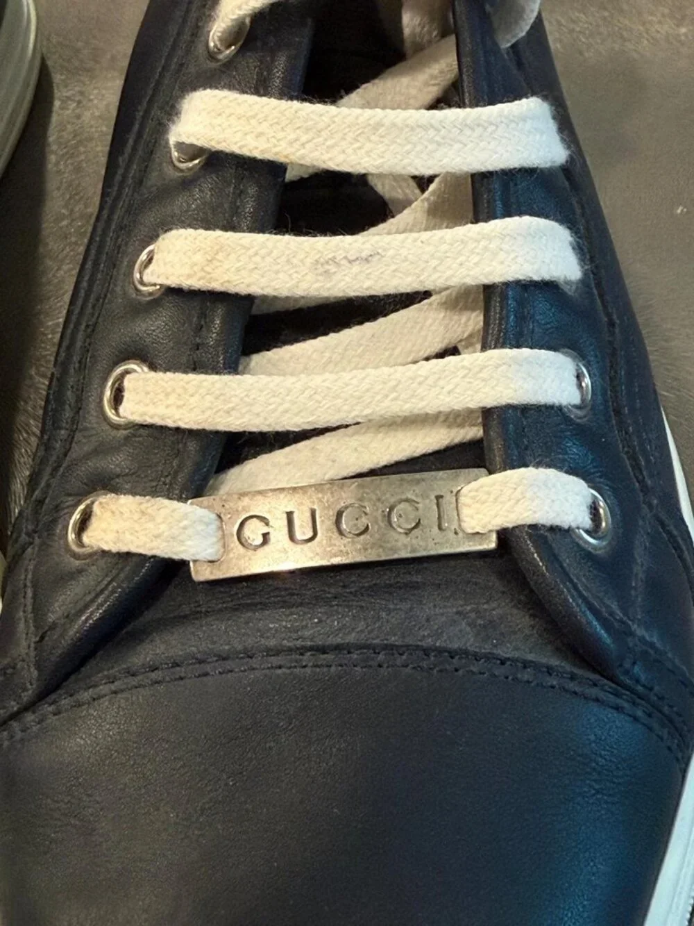 Authentic Gucci Men's Blue Leather High Top Sneakers